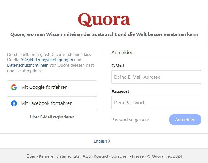 Quora anmelden