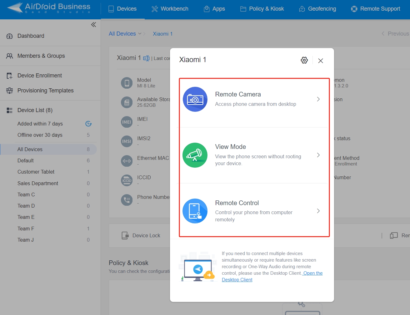 remote control and access enterprise devices