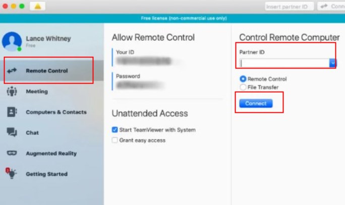 remote control on eamviewer