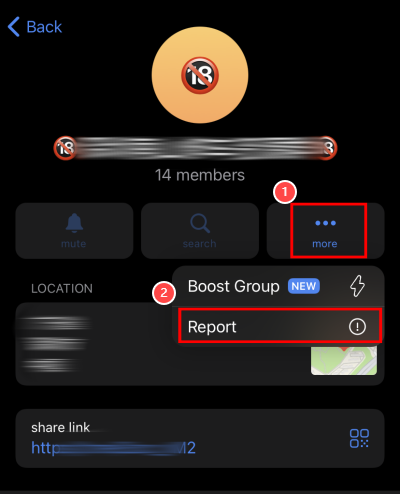 report Telegram porn group