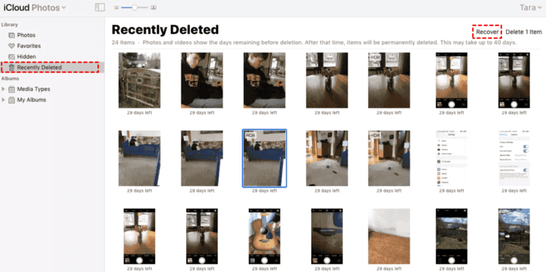 restore photos from icloud recently deleted