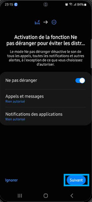 Configurer paramètres mode sommeil Samsung