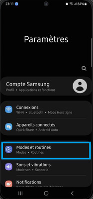 Modes et routines Samsung