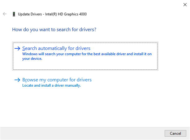 Search automatically for updated driver software