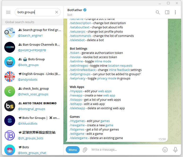 Search bot groups in telegram