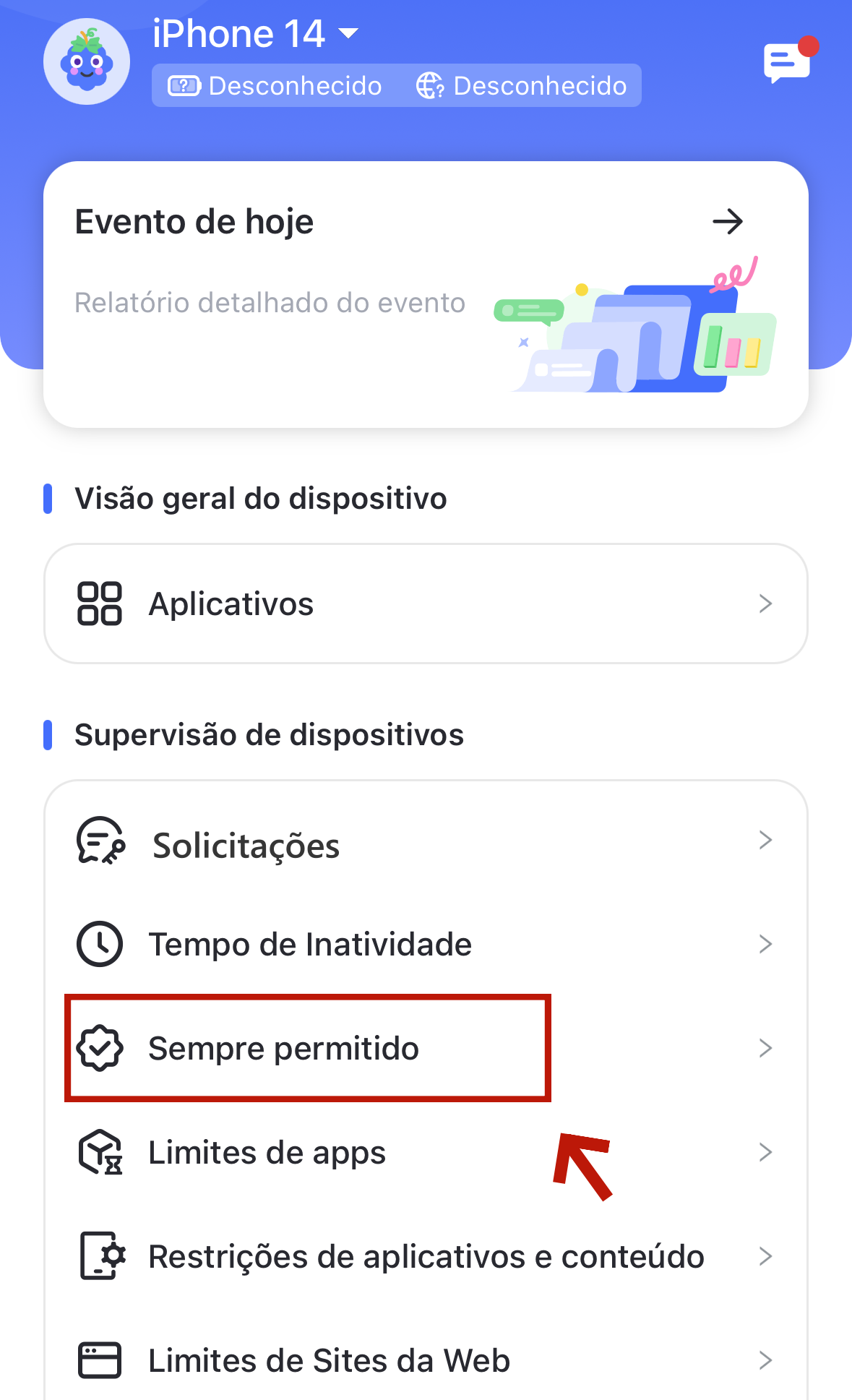 sempre permitido no iphone