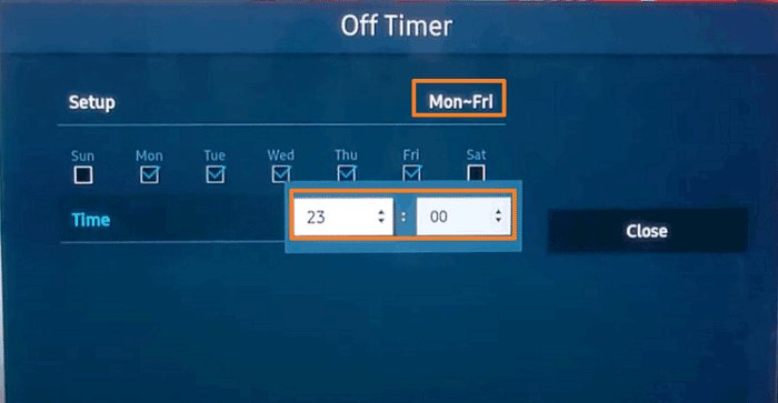 set up Off Timer on Smart TV