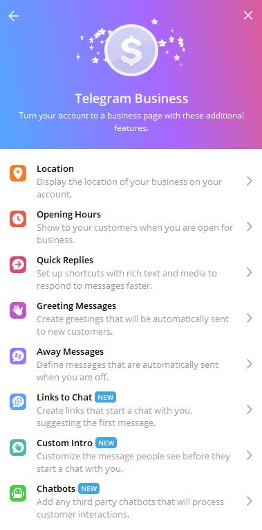 Eable Telegram business option