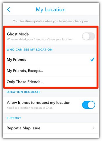 set up who can check your location on Snapchat 