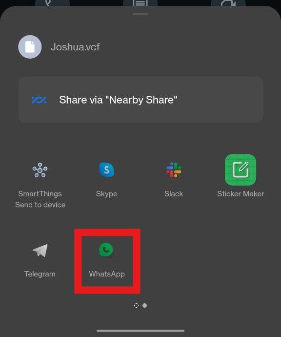 share contact to WhatsApp from Android