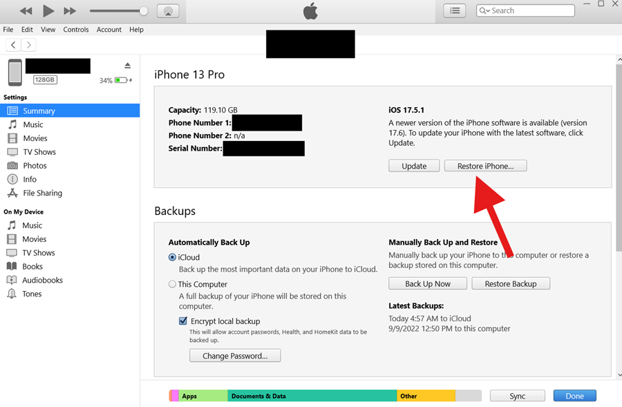 Restore iPhone from iCloud Backup