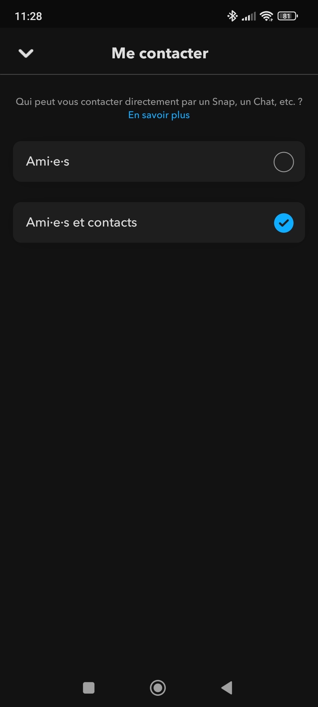 Définir qui peut chatter avec vous Snapchat