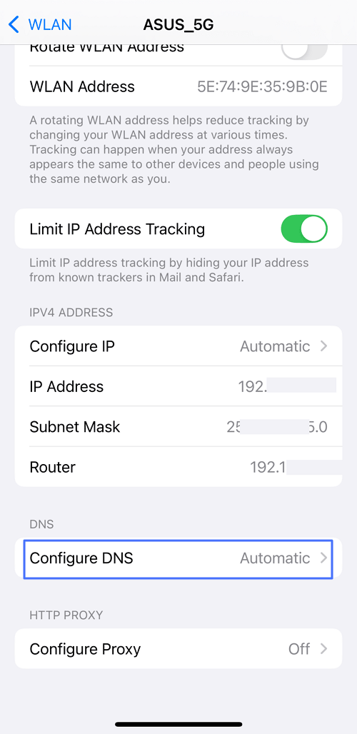 tap on Configure DNS