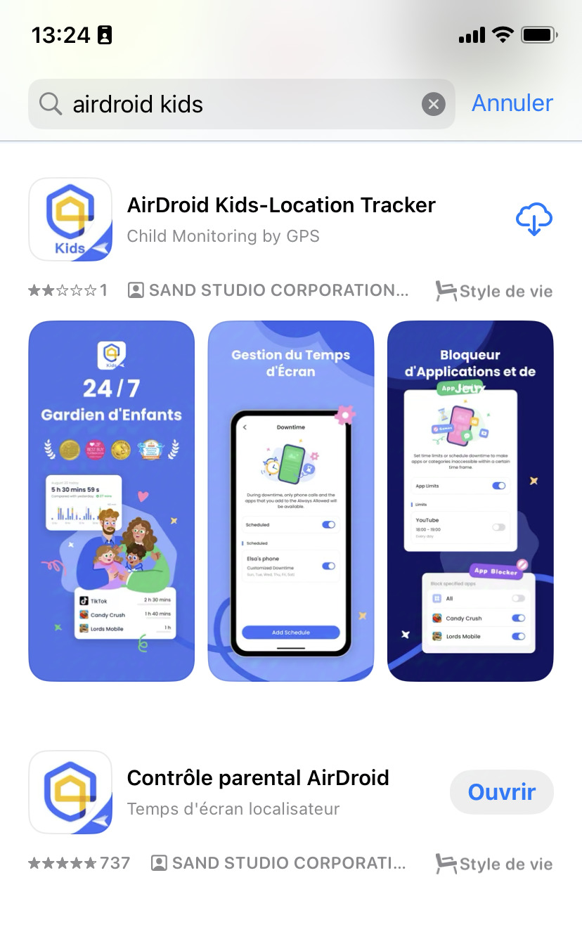 Télécharger AirDroid Kids sur l'appareil iOS