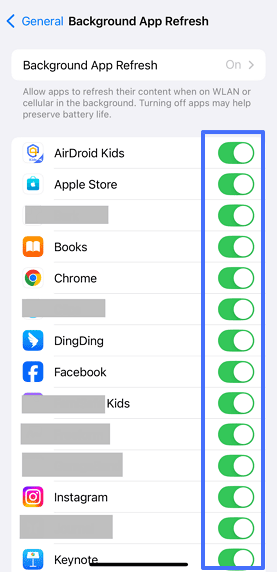 turn off Background App Refresh for certain apps