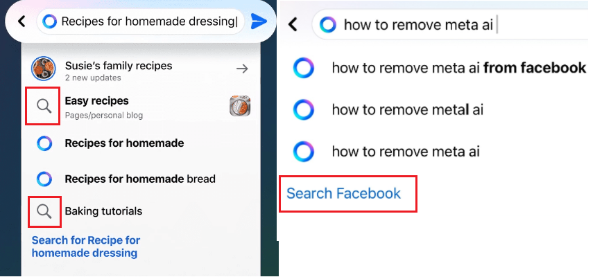 search on Facebook without Meta AI