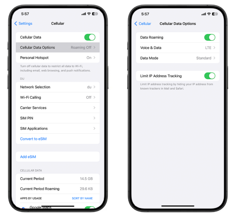 Ativar roaming de dados no iPhone