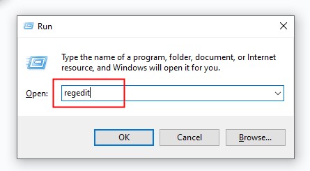 type regedit