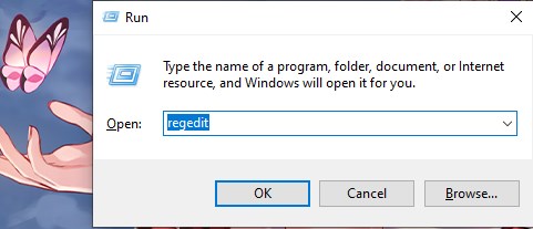 type regedit