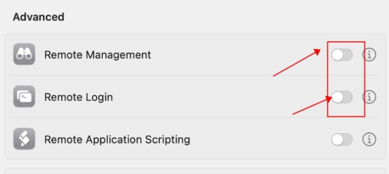 uncheck remote login and management