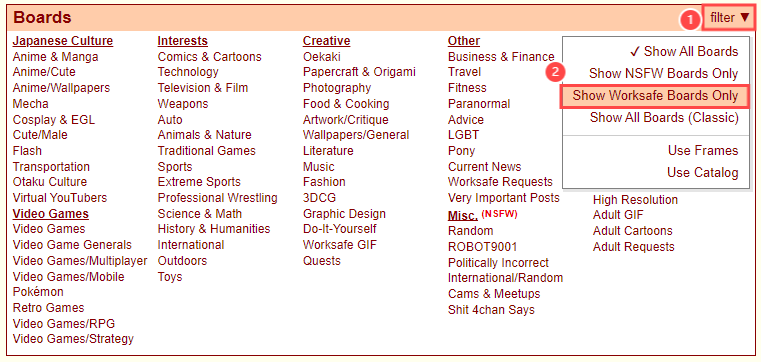 4chan boards filters