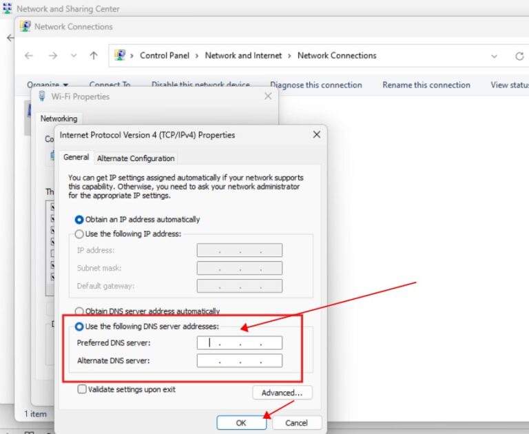 Use the following DNS server addresses