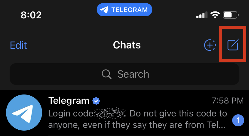 Ajouter au groupe Telegram étape 1