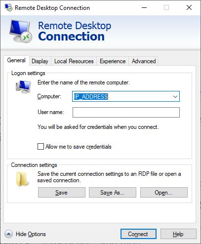 allow me to save credentials remote desktop