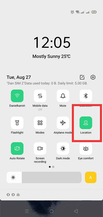 turn on location service on your phone from the quick settings screen