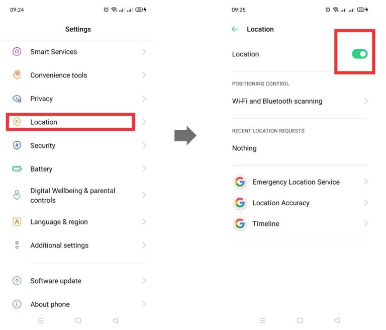 turn on the location service in the settings