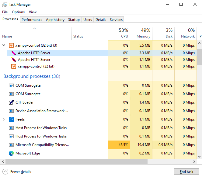 apache running on windows