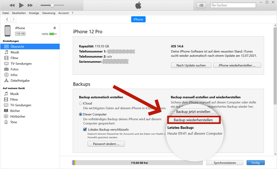 iTunes Backup wiederherstellen