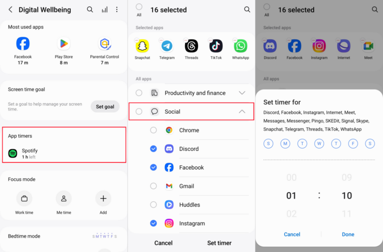 limit app time on Samsung