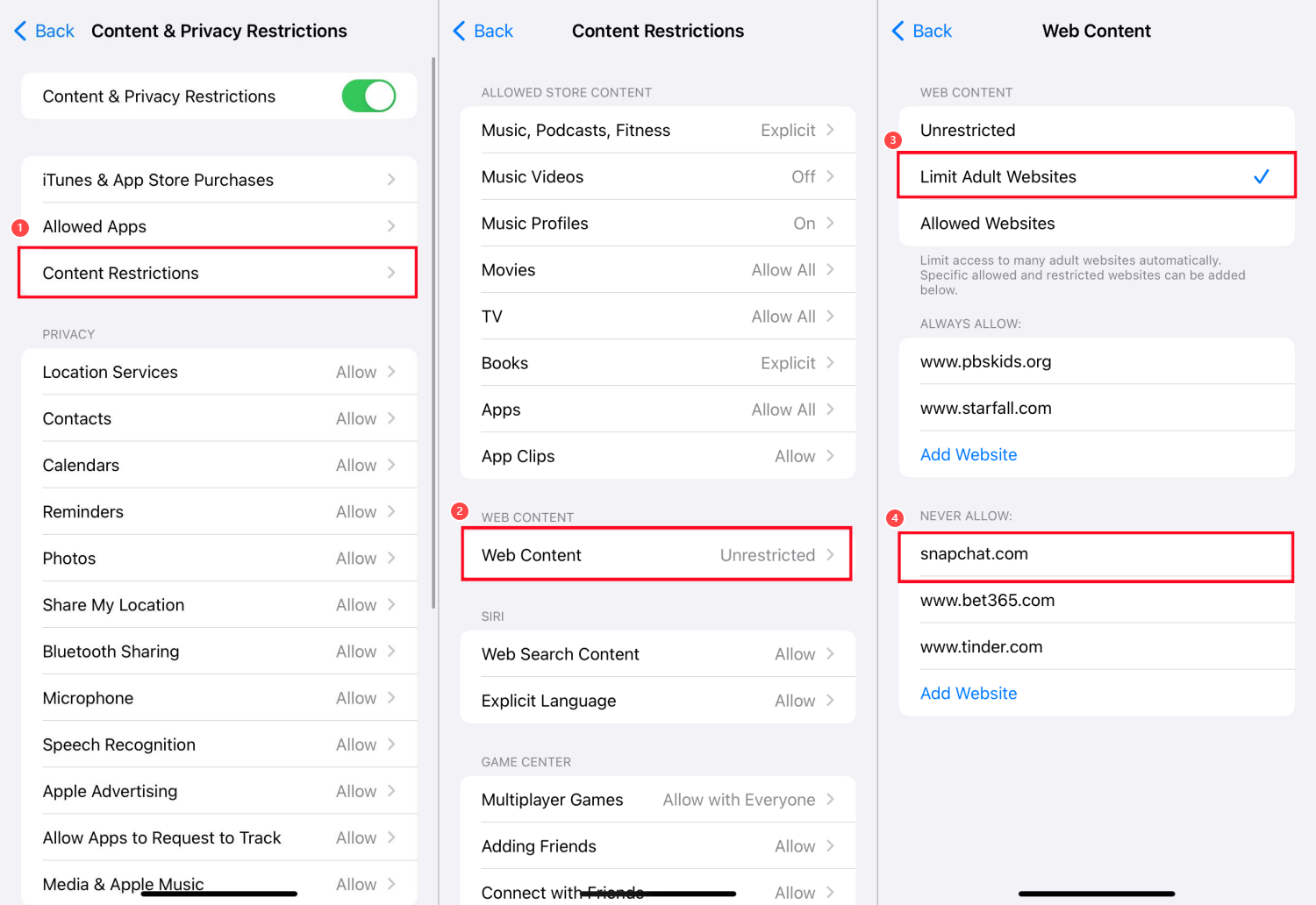 block social media sites on iphone