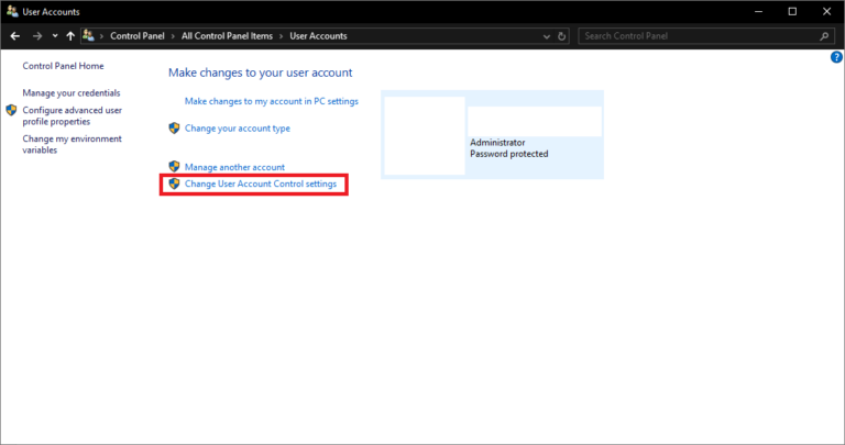 change user account control settings