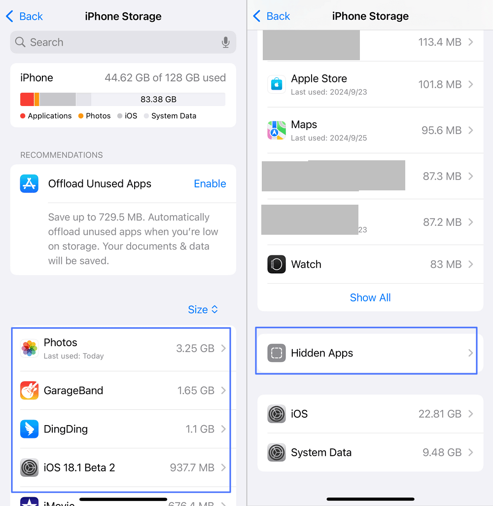 check installed apps in iPhone Storage