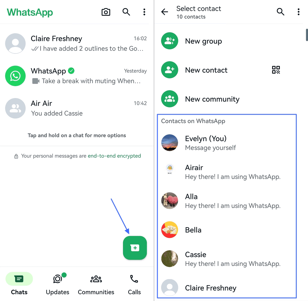 check WhatsApp contacts