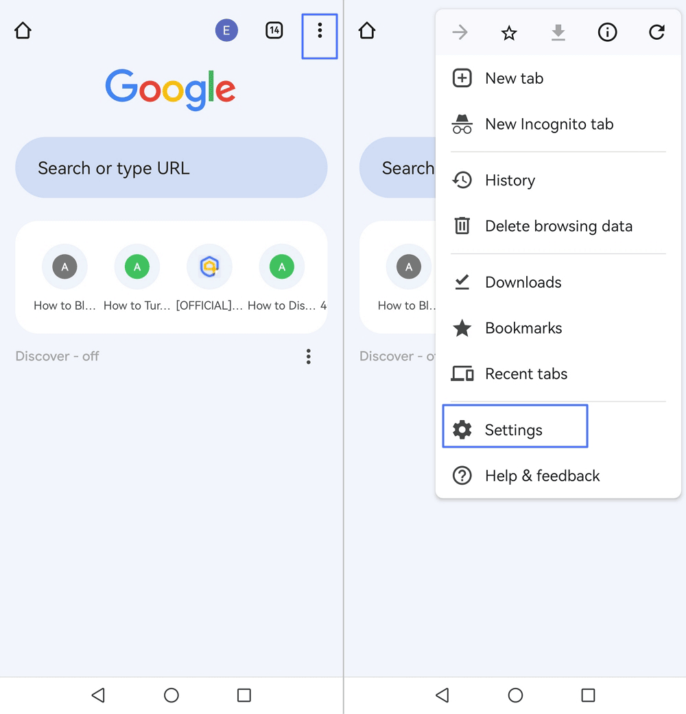 Chrome Setting on Android