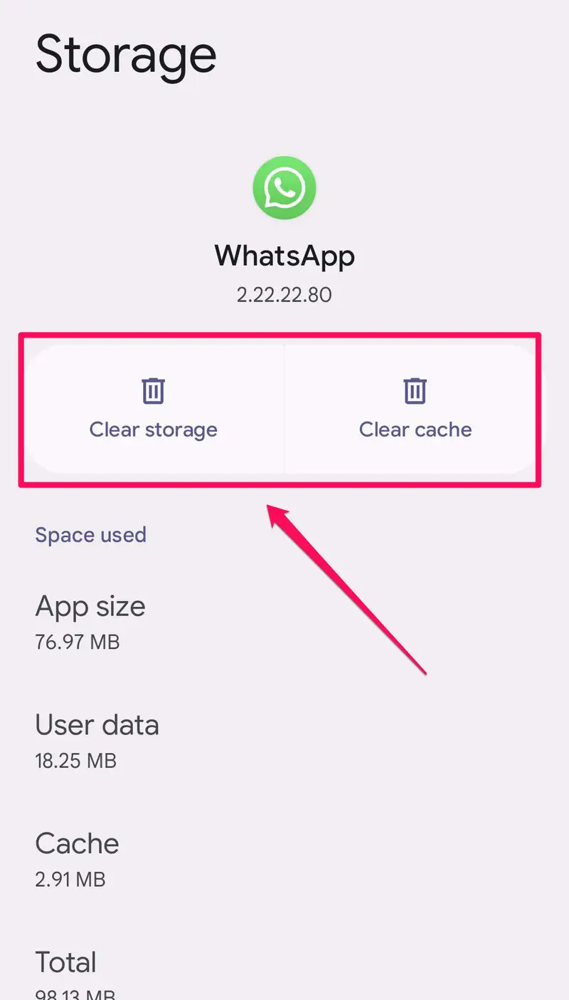 clear whatsapp cache