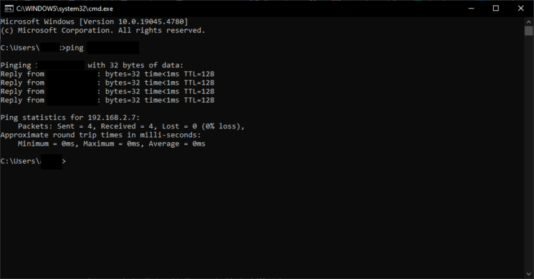 command to check network ping