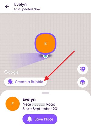 the Create a Bubble button