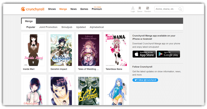 crunchyroll manga sites read online