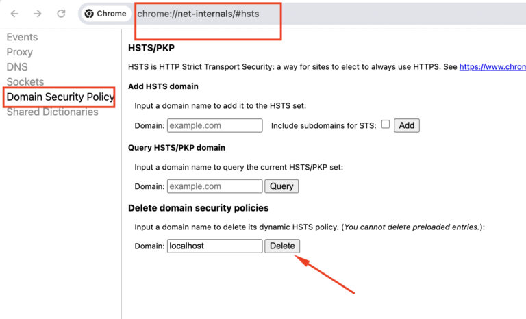 delete domain security policies