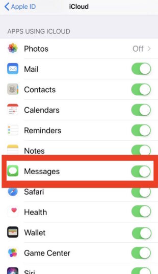 disable imessages in icloud