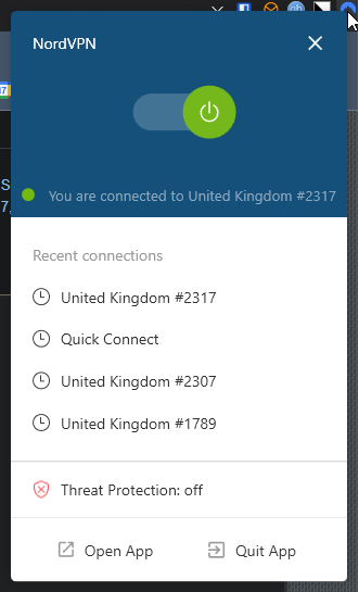 disable VPN in the app