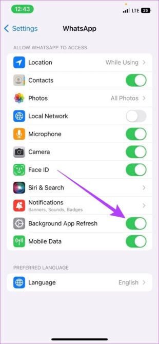 enable all app permissions whatsapp ios