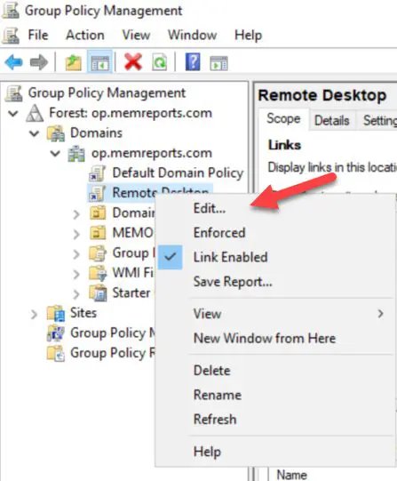 enable remote desktop via group policy