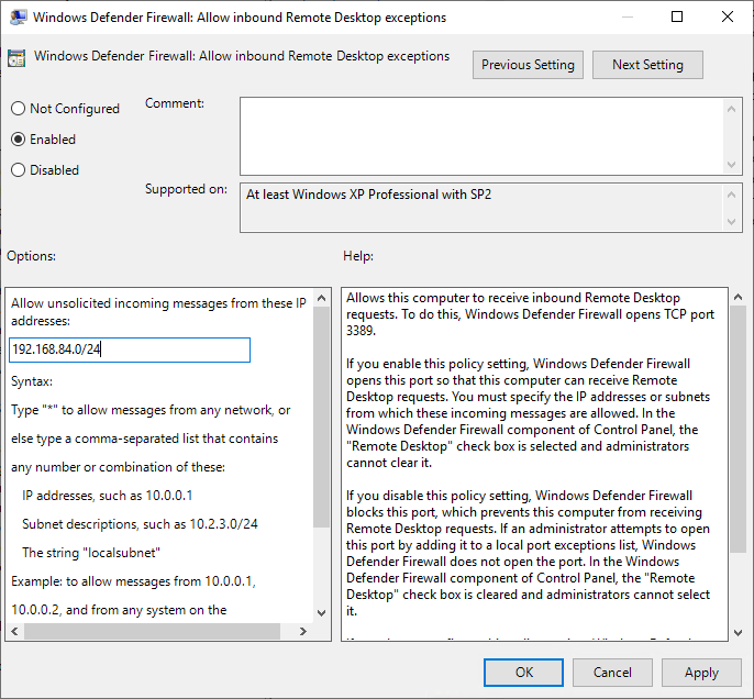 enable remote desktop via group policy