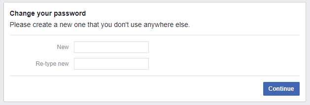 Facebook password change