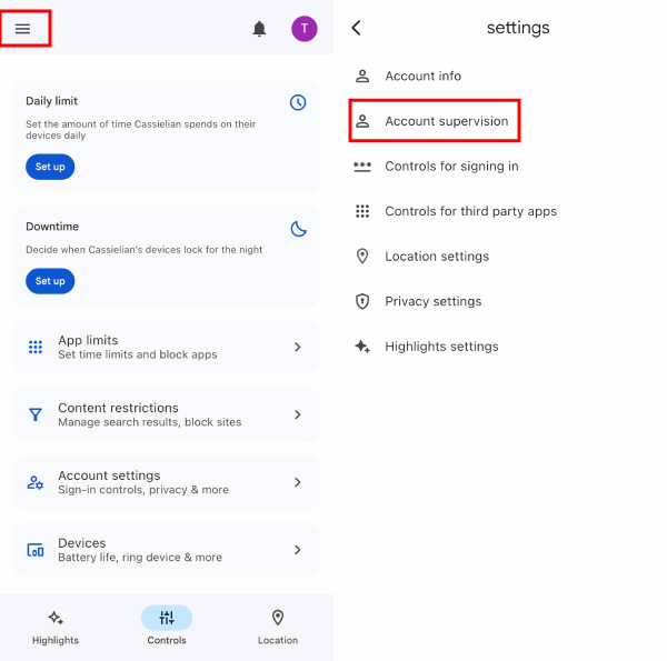 supervisione account Family Link